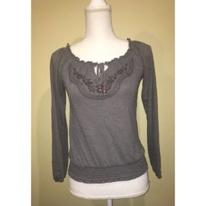 Mossimo Boho Hippie Embroidered Long Sleeve Shirt